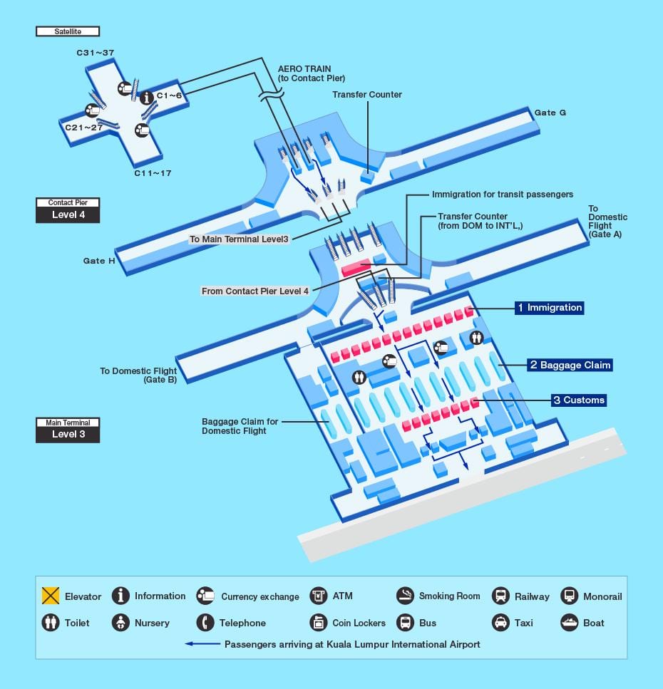 Mapa de la terminal del aeropuerto de Kuala Lumpur (KL)