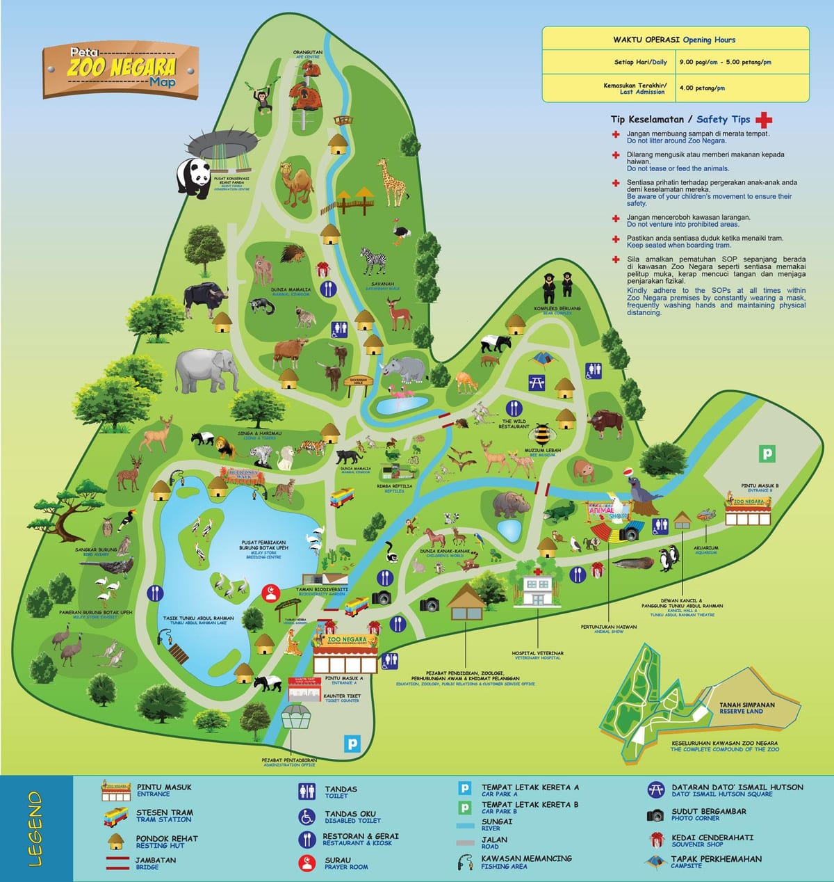 Mapa del parque zoológico de Kuala Lumpur (KL)