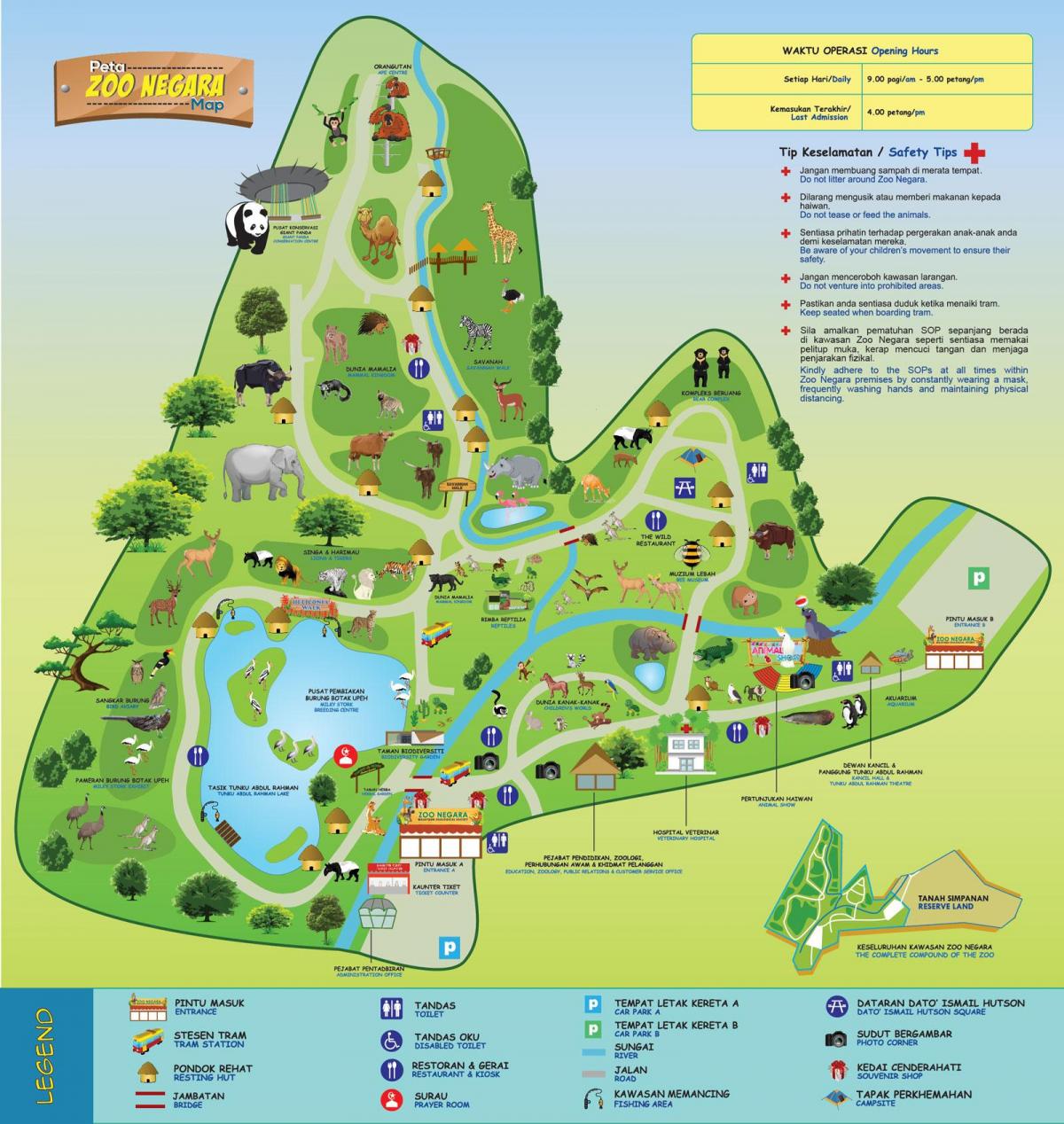Mapa del parque zoológico de Kuala Lumpur (KL)