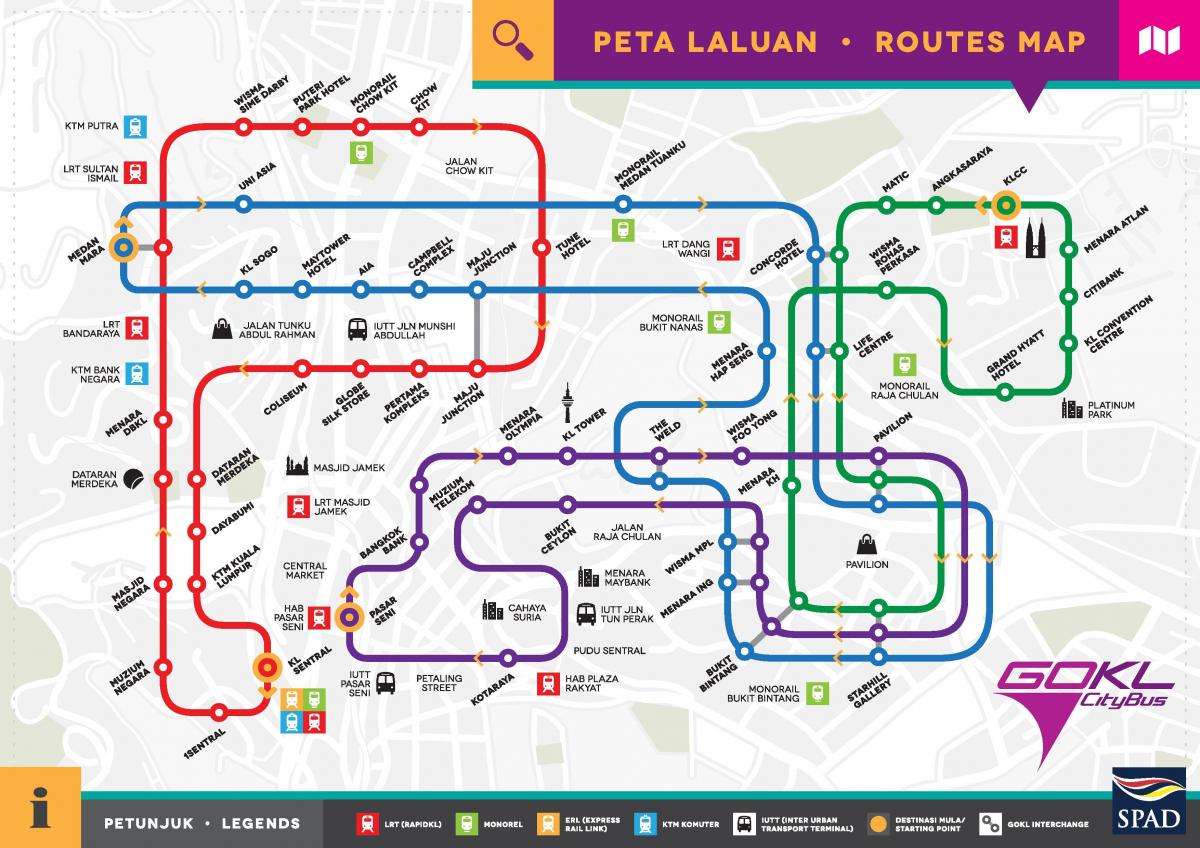 Mapa de la estación de autobuses de Kuala Lumpur (KL)