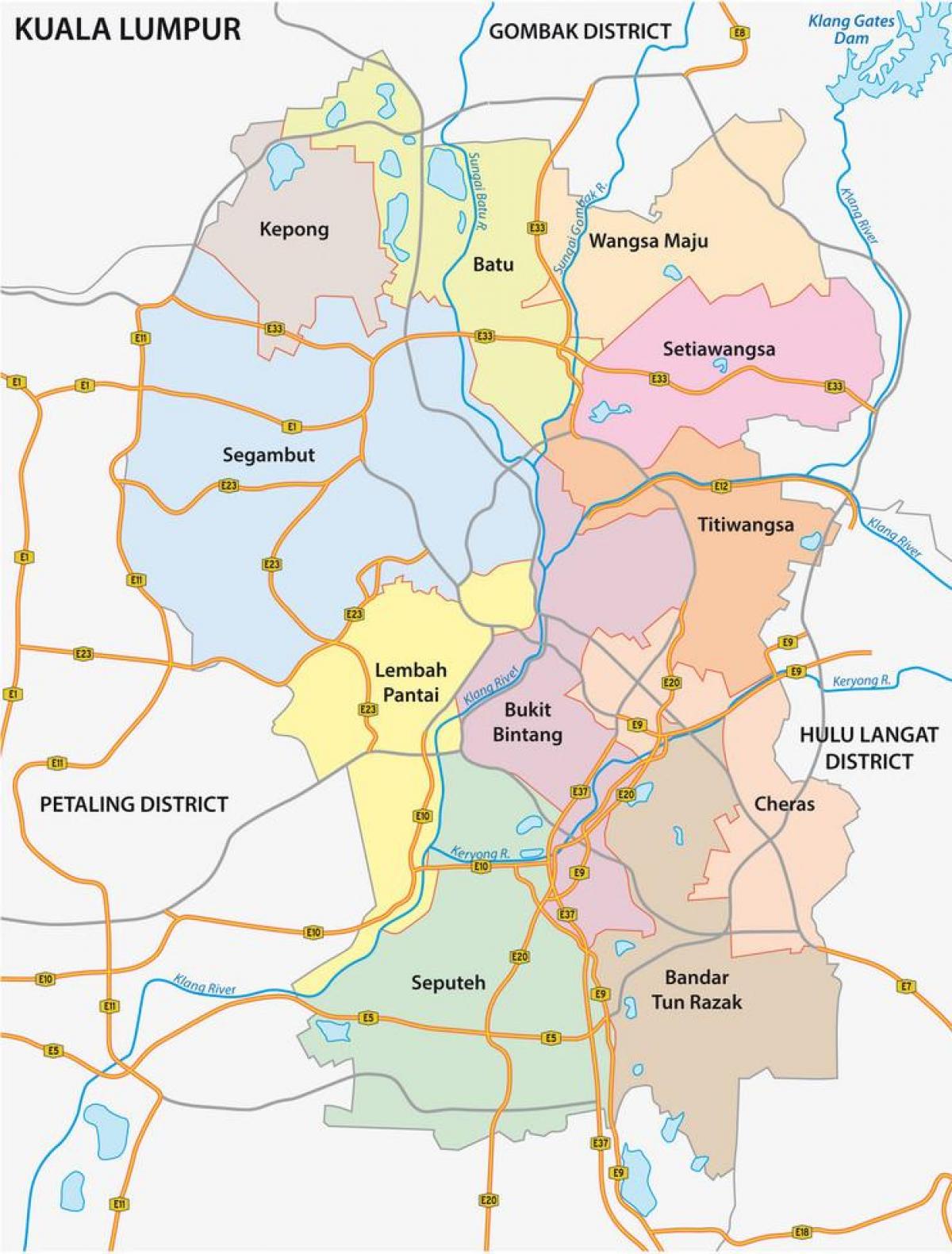 Mapa de carreteras de Kuala Lumpur (KL)