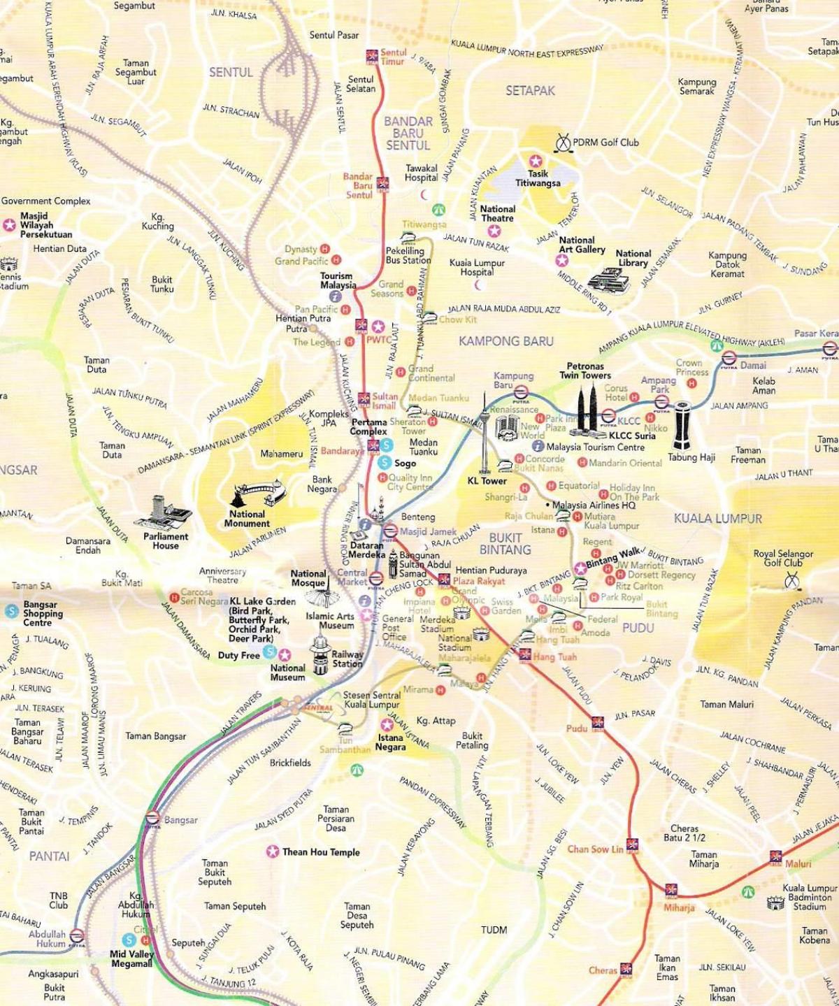 Mapa de la ciudad de Kuala Lumpur (KL)