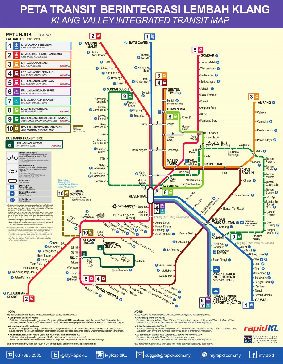 Mapa de las estaciones de metro de Kuala Lumpur (KL)