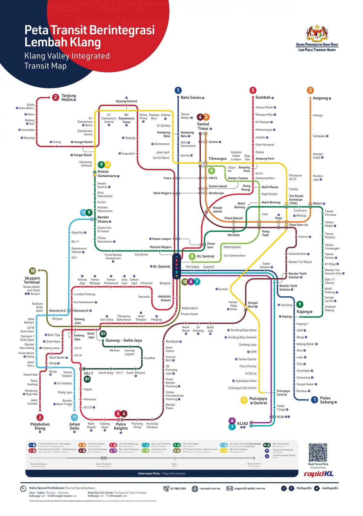 Mapa de las estaciones de tren de Kuala Lumpur (KL)