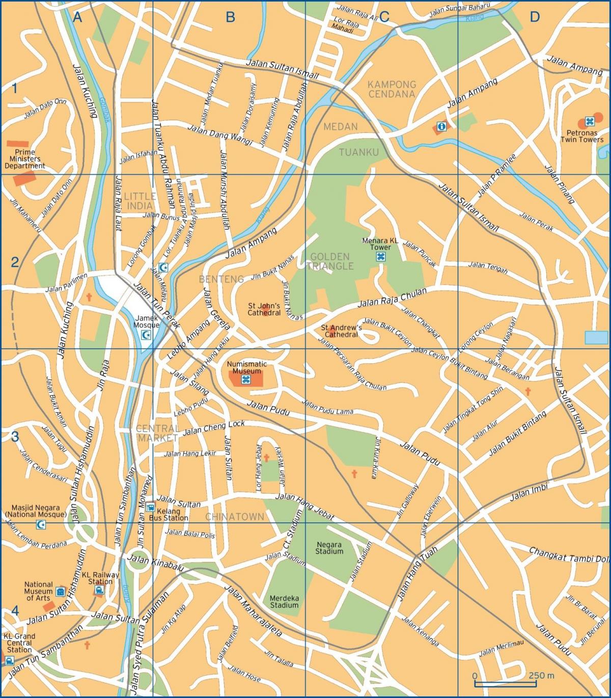Mapa de las calles de Kuala Lumpur (KL)