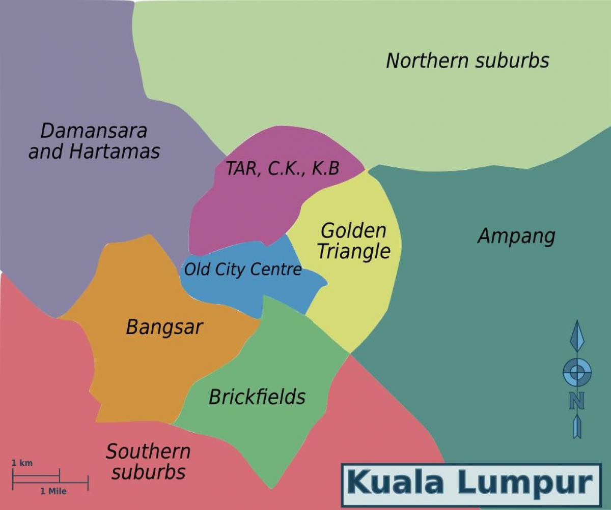 Mapa de los barrios de Kuala Lumpur (KL)