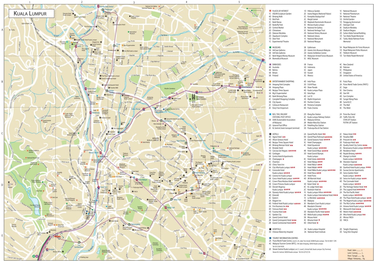 Mapa del centro de Kuala Lumpur (KL)